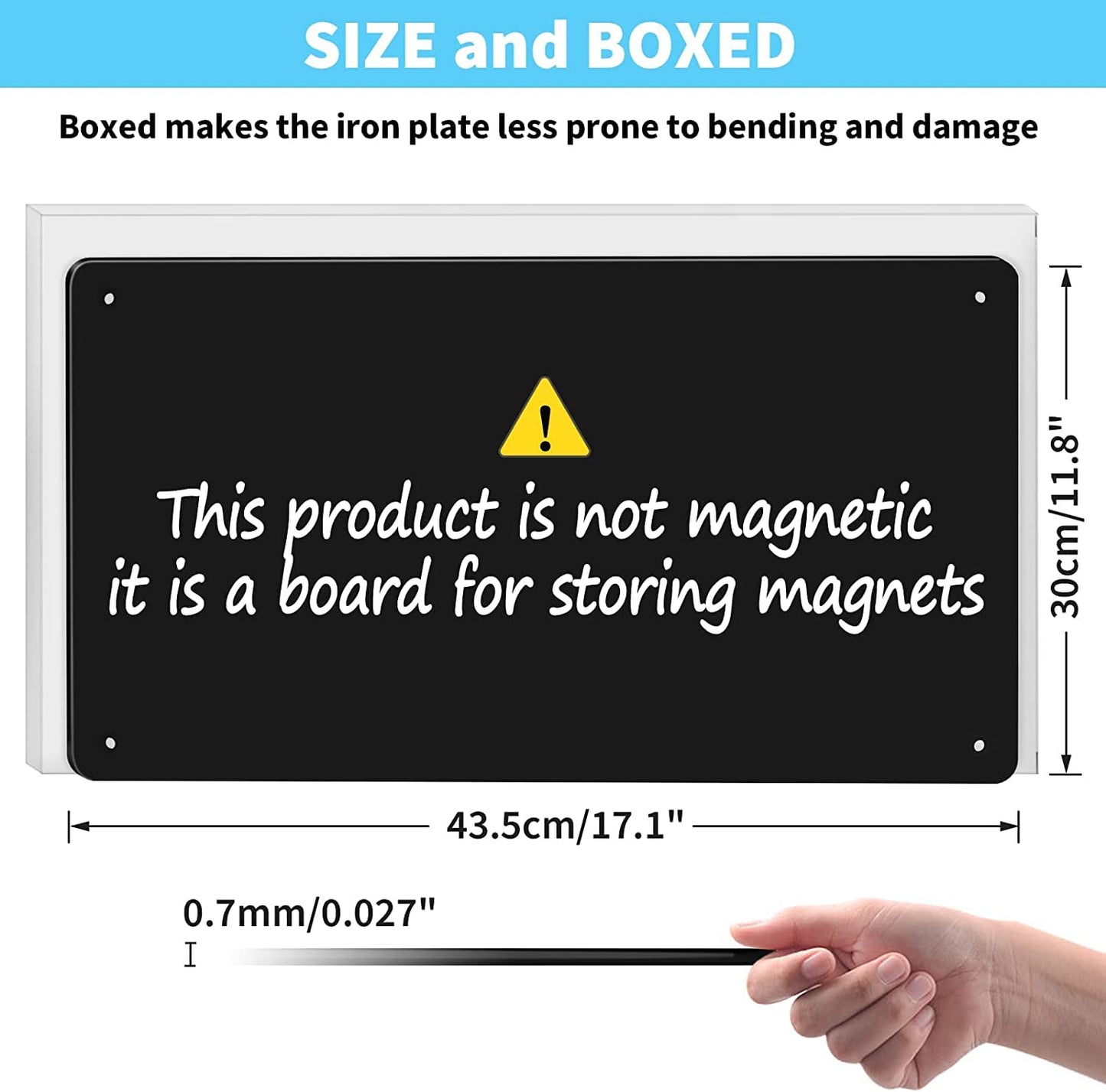 Magnetic Board, 17.1" x 11.8" Magnet Display,for Magnets and Bulletin Board,Suitable for Wall, Refrigerator, Compartment, Cabinet etc,Comes with Dual Lock Tape for Easy Hanging (Black)