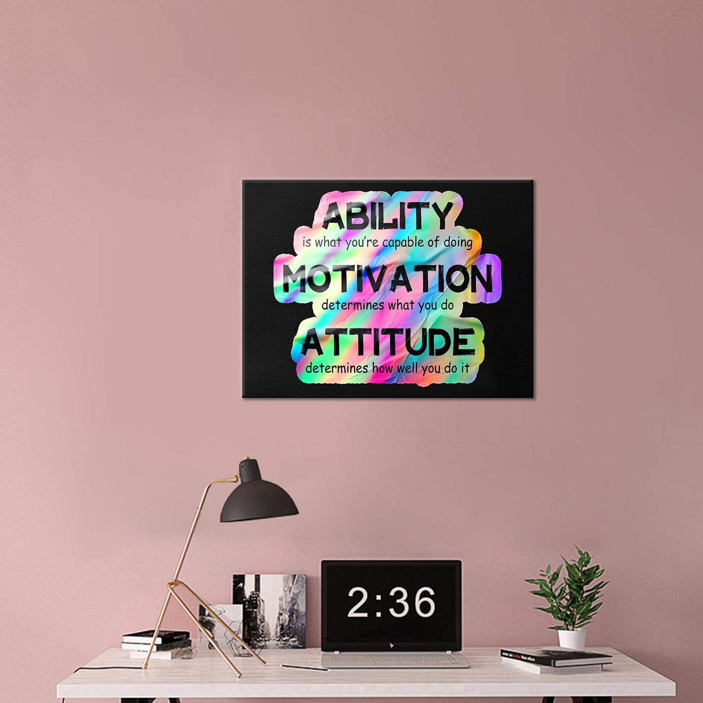 Motivational Canvas Wall Art Entrepreneurs Quotes Print Poster Inspirational Wooden Picture Painting for Home Office Parlour Living Room Bedroom Artwork Decorative Stretched and Framed [24''Wx18''H]