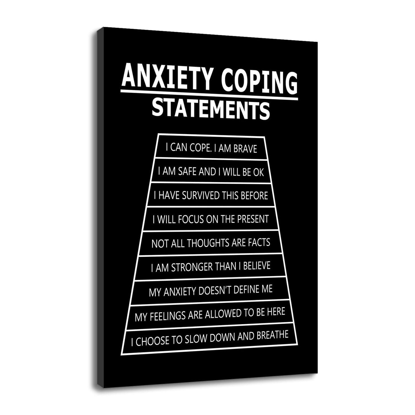 YSPCSUN Motivational Poster Anxiety Coping Statements Quote Office Decor Painting Practice Inspirational Canvas Wall Art Prints Artwork for Modern Home Living Room Ready to Hang [24''Wx 36''H]