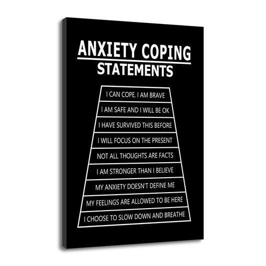 YSPCSUN Motivational Poster Anxiety Coping Statements Quote Office Decor Painting Practice Inspirational Canvas Wall Art Prints Artwork for Modern Home Living Room Ready to Hang [24''Wx 36''H]
