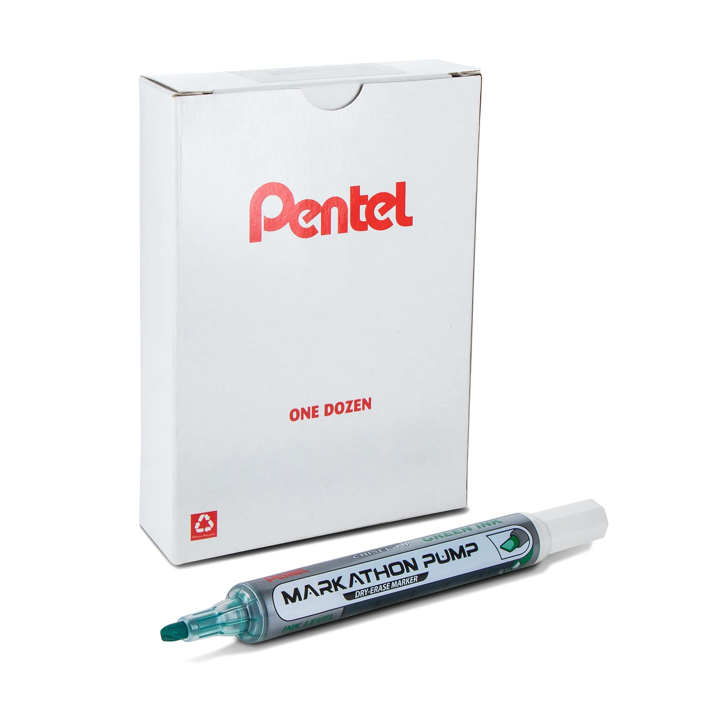 Pentel Markathon Pump Dry Erase Marker, Chisel Tip, Green Ink, 12 Pack (MWL6SX-D)