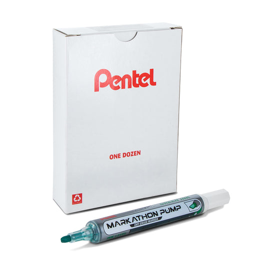 Pentel Markathon Pump Dry Erase Marker, Chisel Tip, Green Ink, 12 Pack (MWL6SX-D)