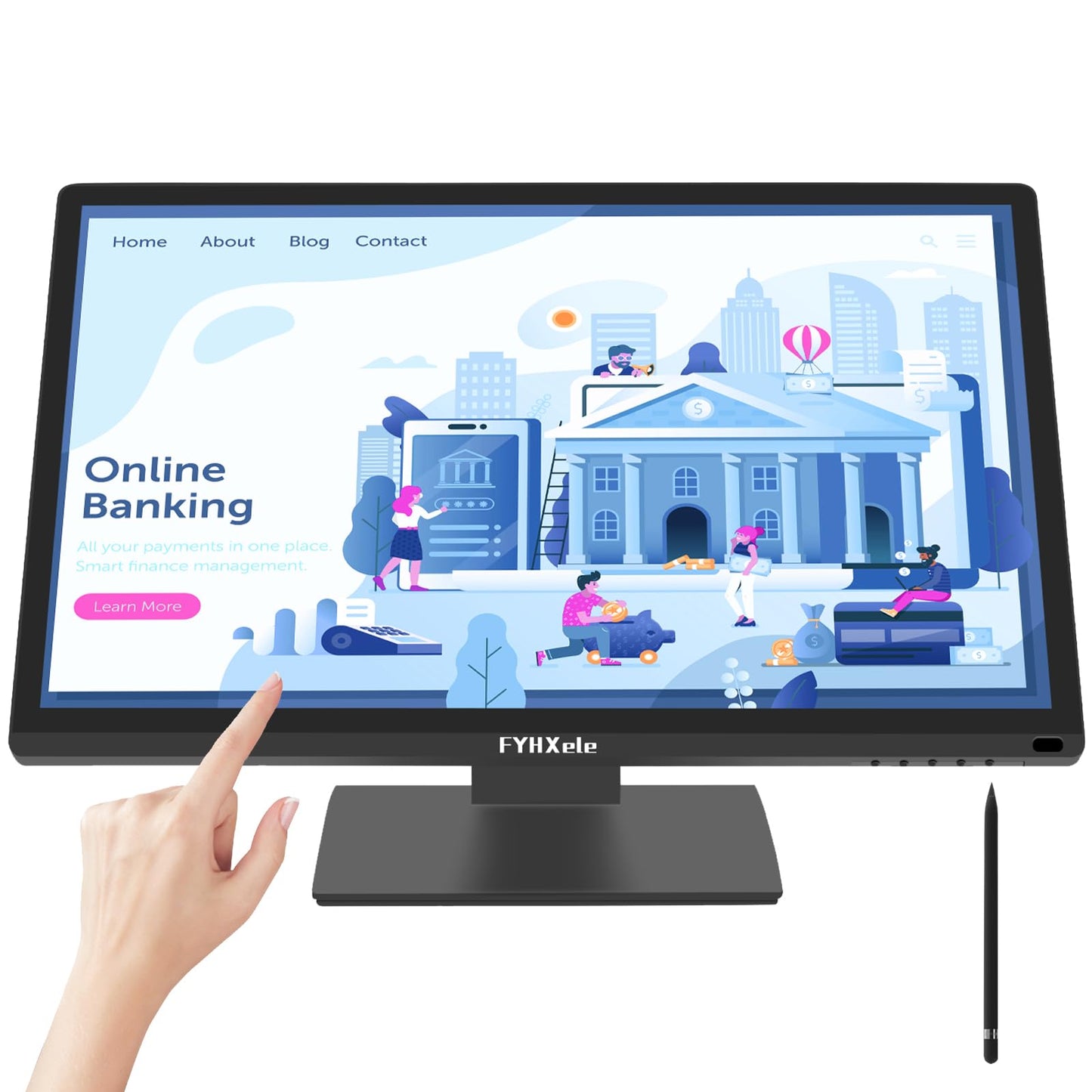 FYHXele 22 Inch Touchscreen Monitor, IPS FHD 1080P Touch PC Display, 75Hz, LED Backlit Multi-Touch Monitor, VESA, HDMI & VGA & USB Computer Touch Screen for Gaming, Business, Warehouse, Bar, Gym