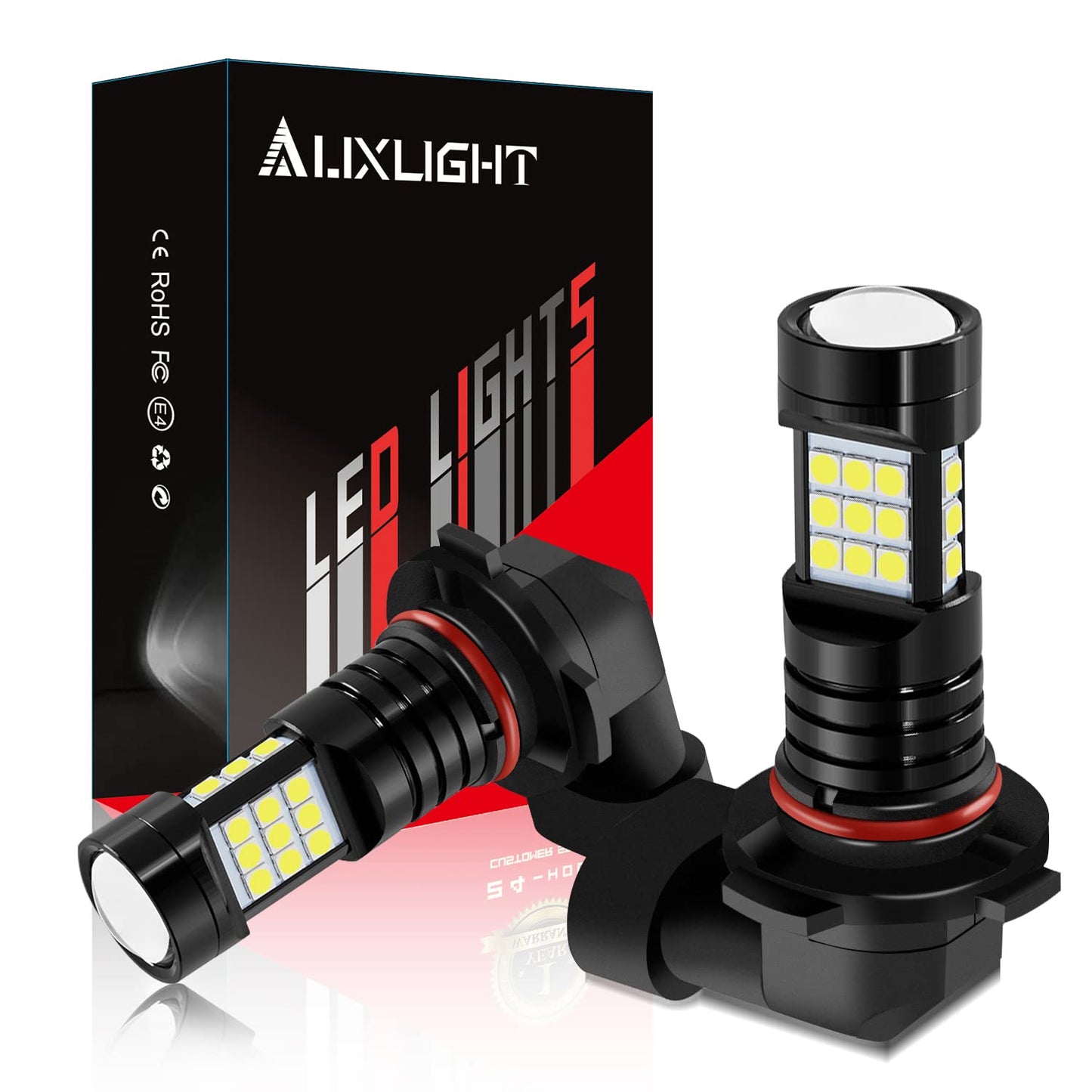 AUXLIGHT H10 LED Fog Light Bulbs, 2400 Lumens, Aluminum, 6000K Xenon White, Replacement for 9145 9140 9045 9155