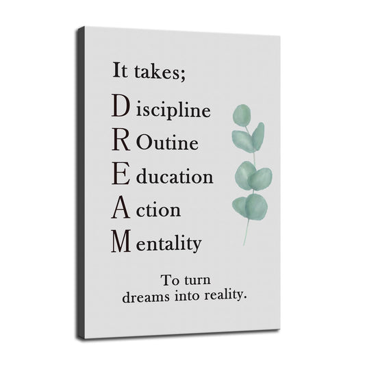To Turn Dreams Into Reality Inspirational Canvas Wall Art Ideal Motivational Poster Inspiring Painting Prints Wall Pictures for Living Room Home Office Gym Decor Framed Artwork [18''H x 12''W]