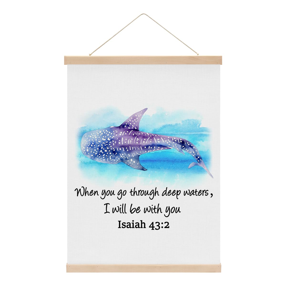 Whale Shark Decor Wall Art Poster Hanger, Christian Bible Verses Wall Hanging Banner for Room Bathroom Nursery, Posters Hangers, Whales Shark Lovers Gift for Women