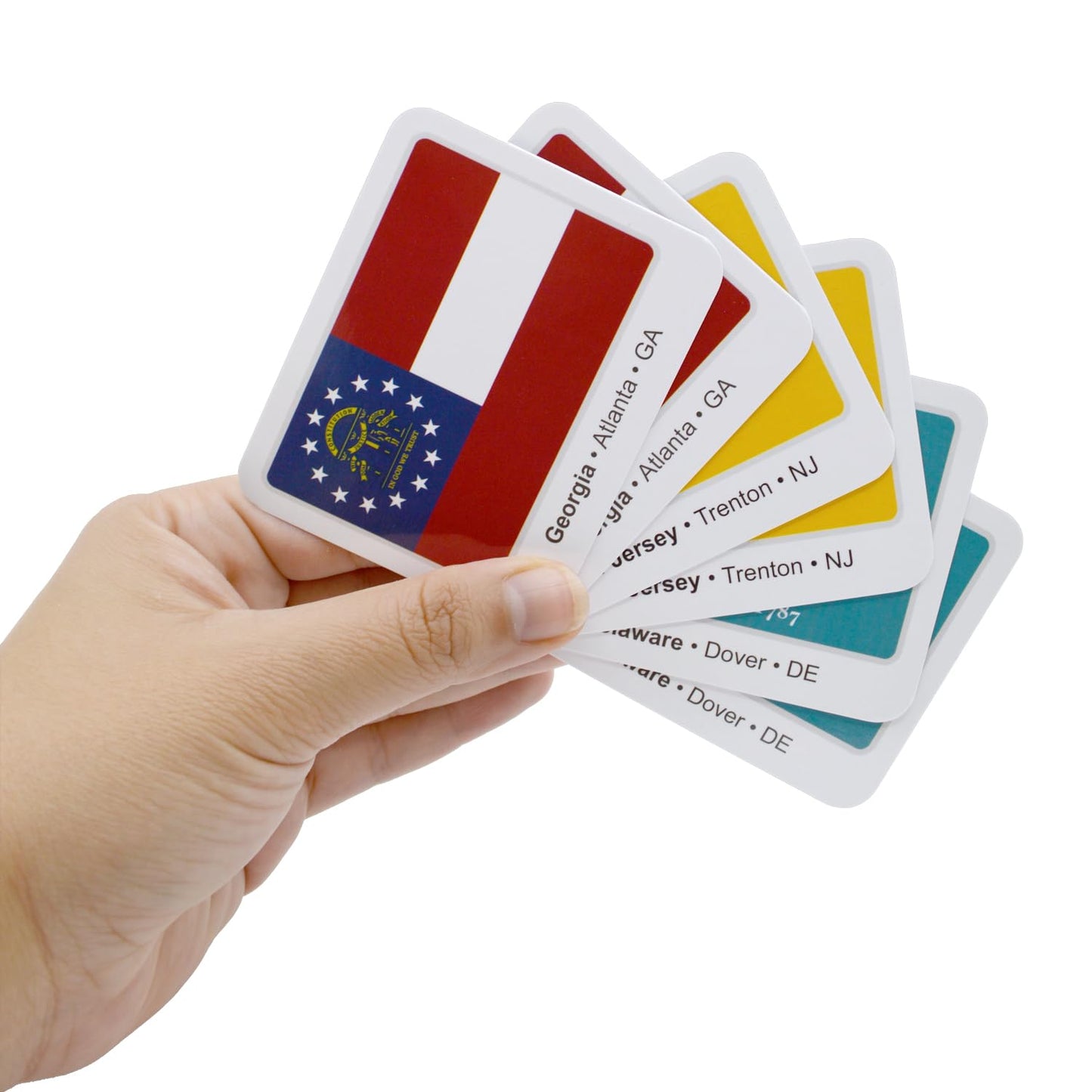 Menique U.S. States Flags Memory Matching Game – 100 Cards (50 Pairs) – Learn State Flags, Capitals & Abbreviations – Educational Card Game for Kids and Adults
