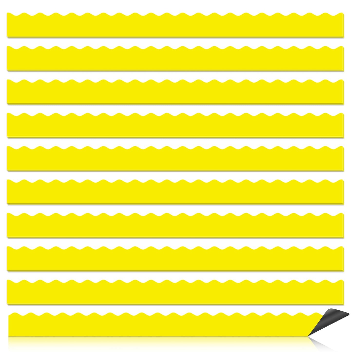 30 Pcs Magnetic Borders for Classroom Whiteboard - Yellow Magnetic Bulletin Board Border Set - Scalloped Chalkboard Border Strips for Teachers, Parents, DIY Home,School & Office Decoration