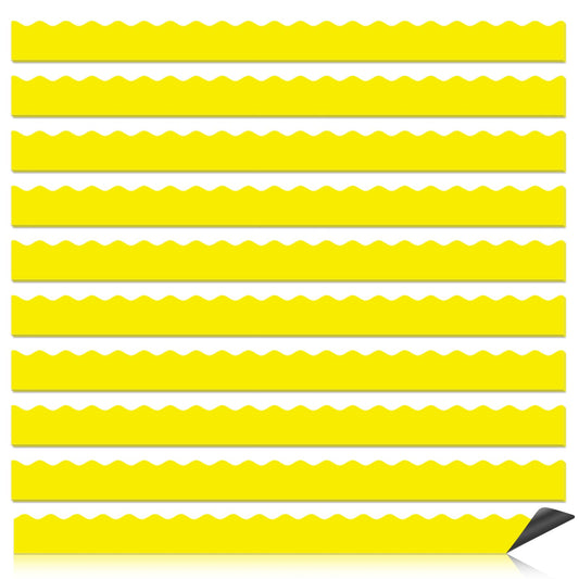 30 Pcs Magnetic Borders for Classroom Whiteboard - Yellow Magnetic Bulletin Board Border Set - Scalloped Chalkboard Border Strips for Teachers, Parents, DIY Home,School & Office Decoration