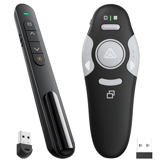 QUI Presenter Clicker Bundle | BK600 Slim-Shaped USB A Black & BQ100 Remote-Shaped USB A Black