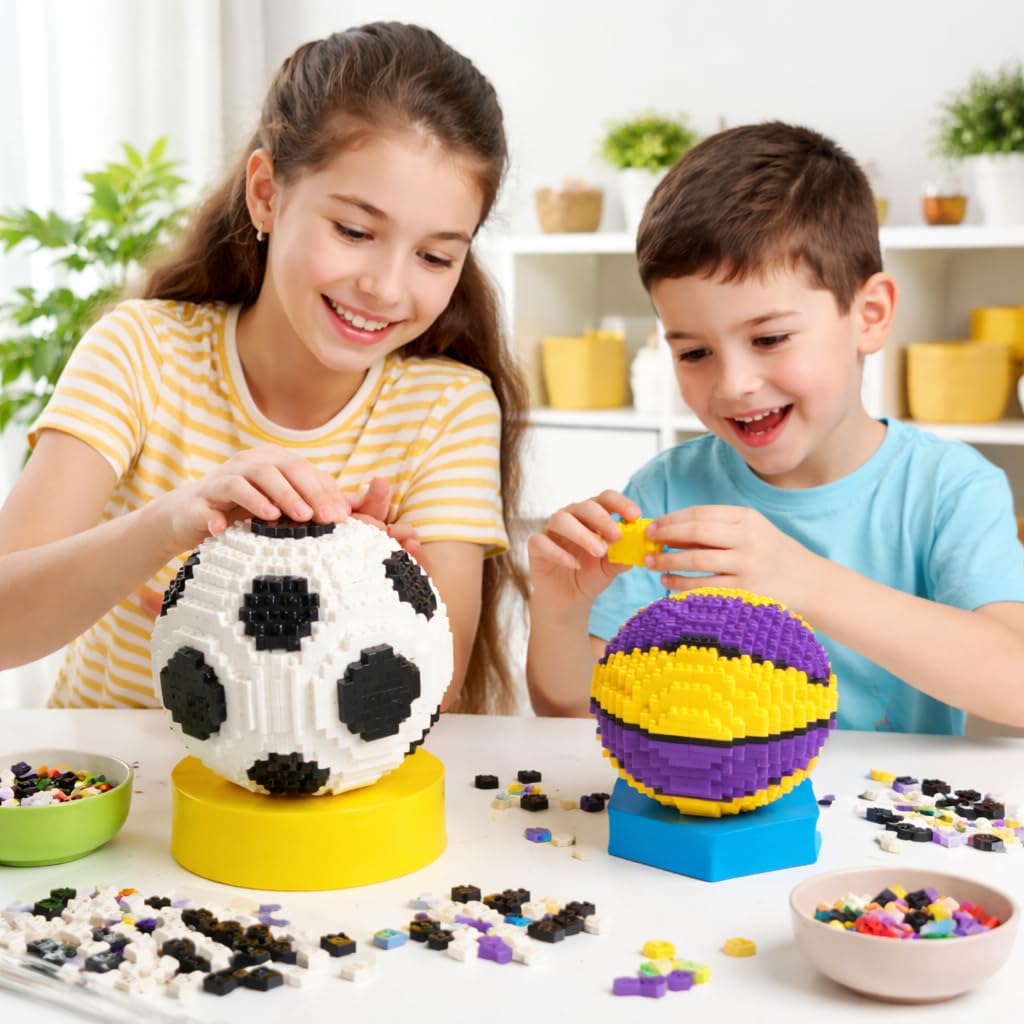 lovlaugh Soccer Building Blocks 850pcs - STEM Educational Toy for Kids Ages 8+, White & Black Football Bricks for Creative Play