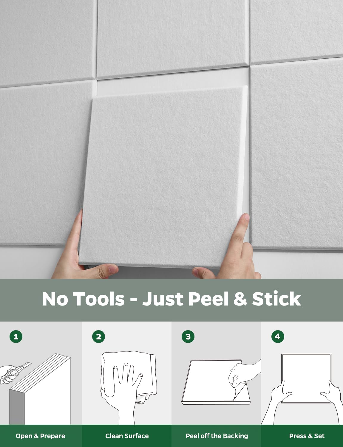 Topnaca Felt Bulletin Board for Classroom School Wall Display,12 Pack White Large Corkboard Tiles Covering 36" x 48" Decorative for Office Bedroom Pin Notes Photos Organization Messages Notice