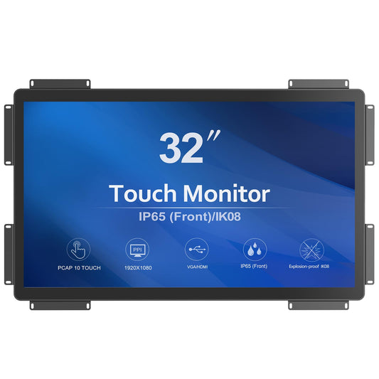 GreenTouch 32 inch 10 Points PCAP Open Frame Touch Screen Industrial LCD Display Monitor HDMI+VGA+DVI Video Port