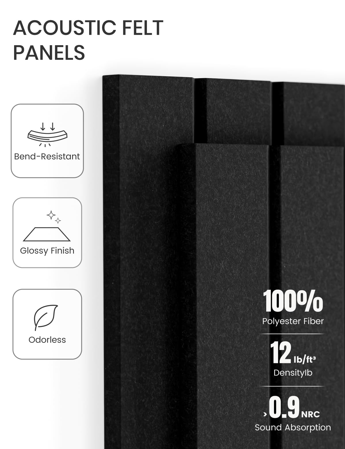 Fluxynara Large Felt Bulletin Board 48" X 36" Large Cork Board Alternative-12 Pack with 70 Safe Removable Adhesive Tabs, Cork Boards for Walls Cork Board for Home Office Classroom Pin Board (Black)