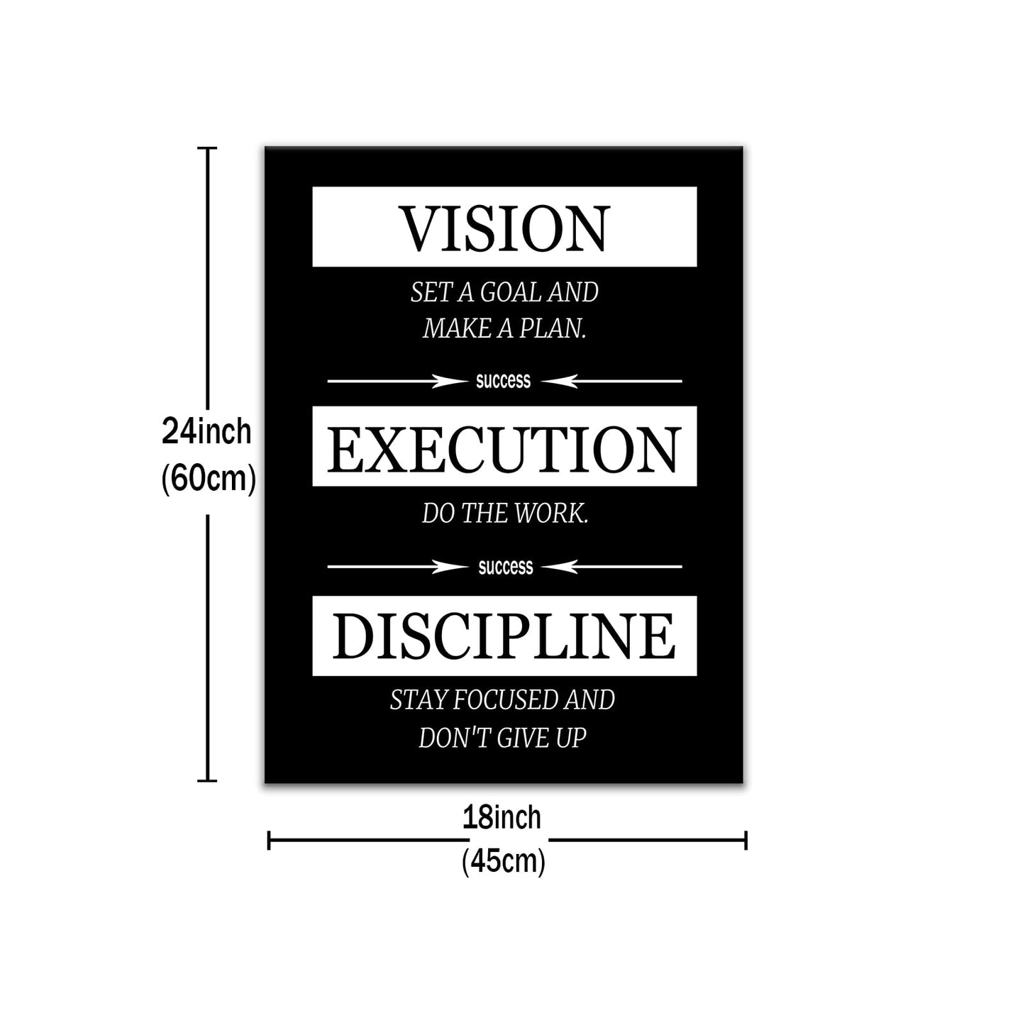 Motivational Canvas Poster Wall Art Inspirational Office Decor Vision Execution Discipline Positive Picture Painting Wall Artwork for Kitchen Teens Room Office Framed Ready to Hang [18''Wx24''H]
