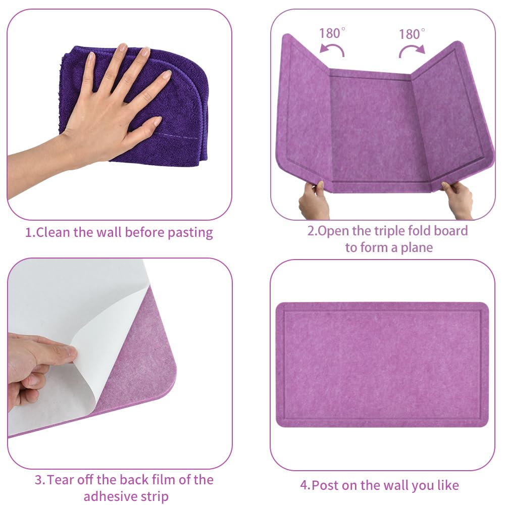Vuzvuv Violet Purple 28"x16" Large Cork Board with 50 Push Pins for Valentine's Day, Self-Adhesive Bulletin Board for Wall, Felt Pin Vision Board for Paste Notes,Schedules Offices Home