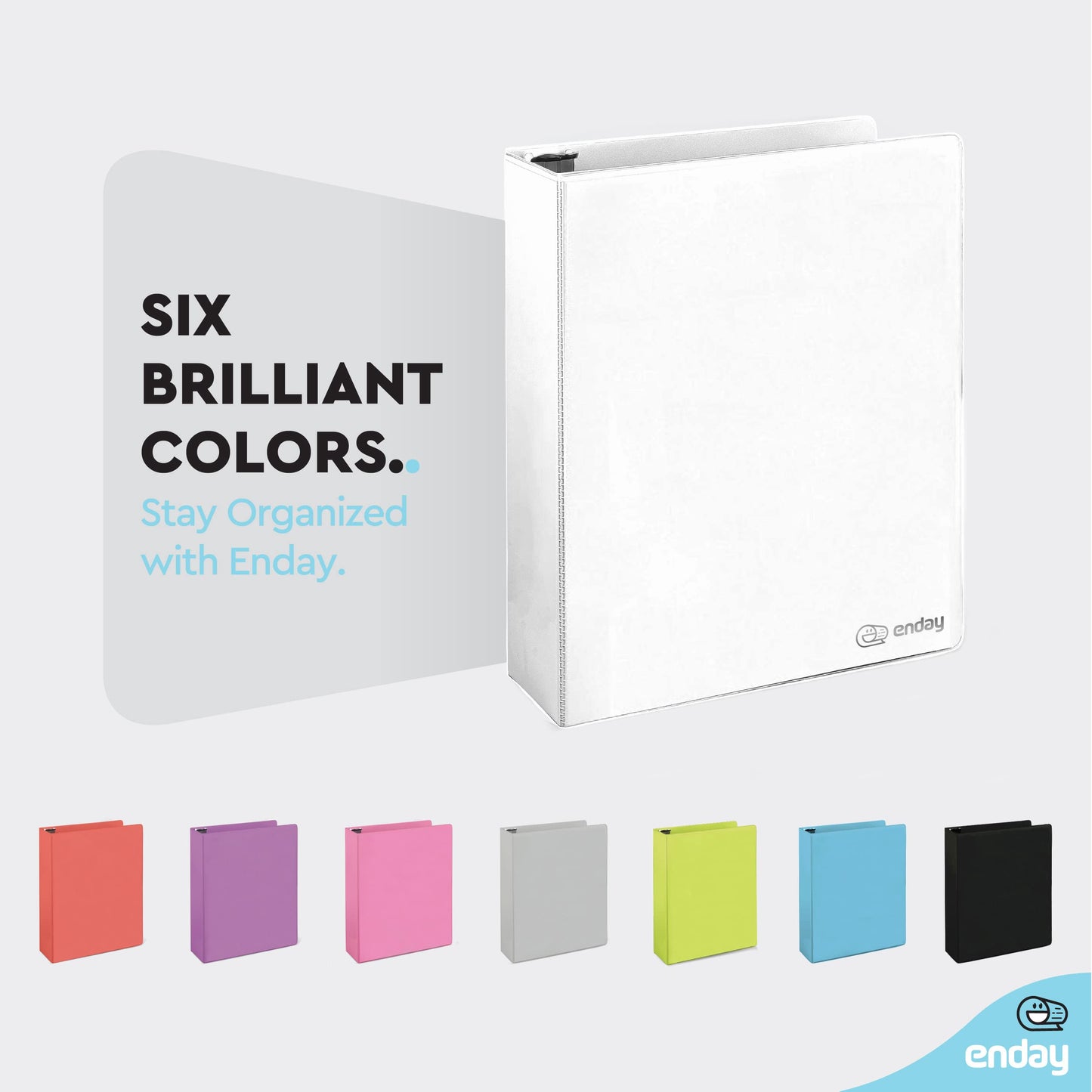 Enday 3 Ring Binder 1.5 Inch, White Heavy Duty Three Ring Binder, 325 Sheets Capacity - 1.5 Inch Binder for Home School and Office