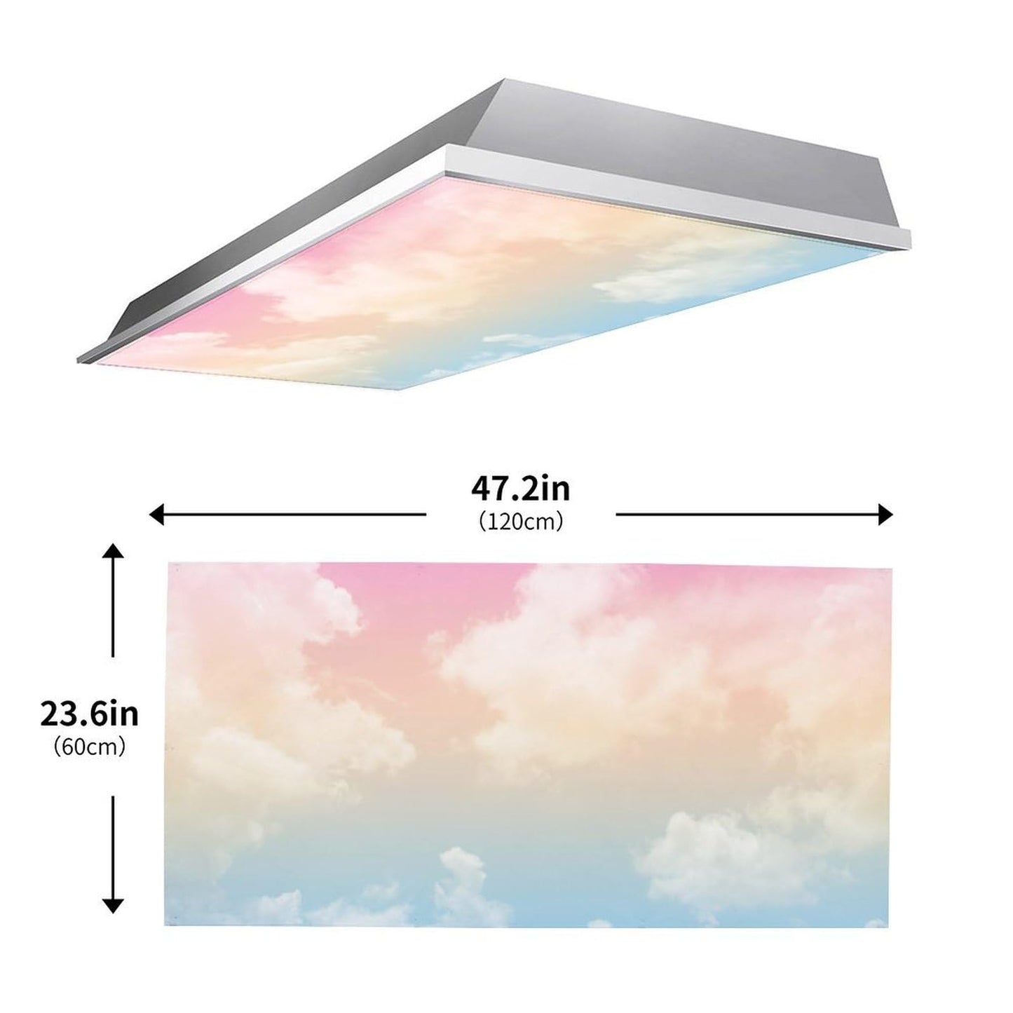 2PCS Magnetic Fluorescent Light Covers - Evening Glow Cloud Filters for Classroom & Office Drop Ceiling Lights, 4x2Feet