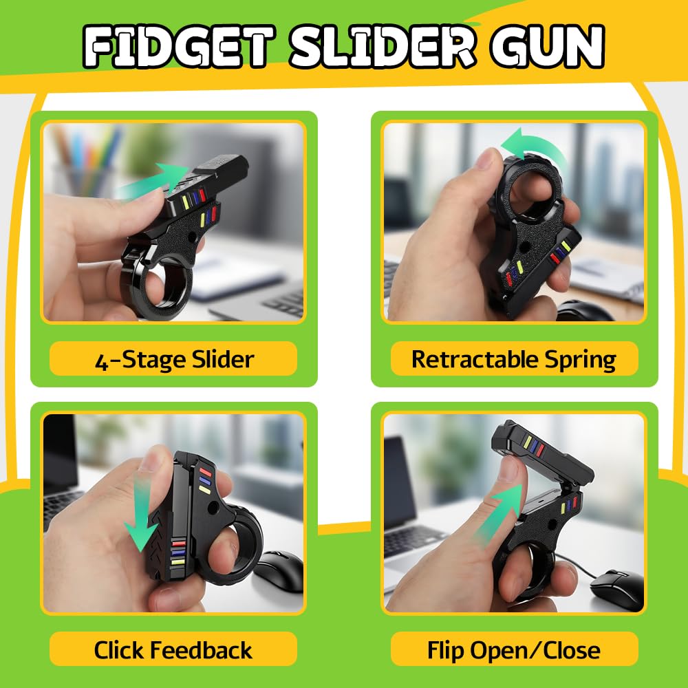 5 PCS Fidget Toys Set for Adults, Fidget Slider, Fidget Cube, Spinner Toy, Keyboard Clicker Toy, Fidget Pad, Cool Gadgets Office Desk Toy for Men Teen Gift