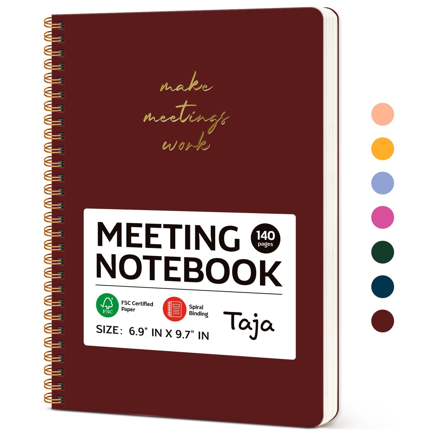 Meeting Notebook for Work Organization - Work notebook with action items, Meeting Minutes Planner Notebook, Perfect Office Supplies for Men & Women - Burgundy