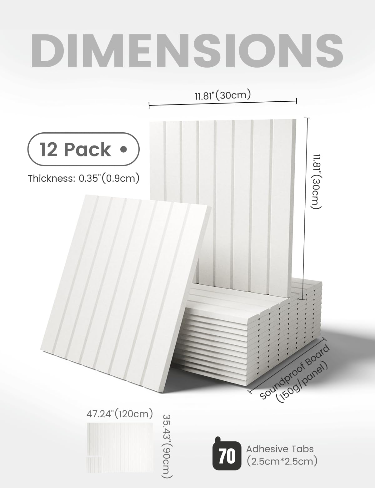 Fluxynara Large Felt Bulletin Board 48" x 36" Cork Board Alternative-12 Pack with 70 Safe Removable Adhesive Tabs, Cork Boards for Walls Cork Board for Home Office Classroom Pin Board (Milky White)