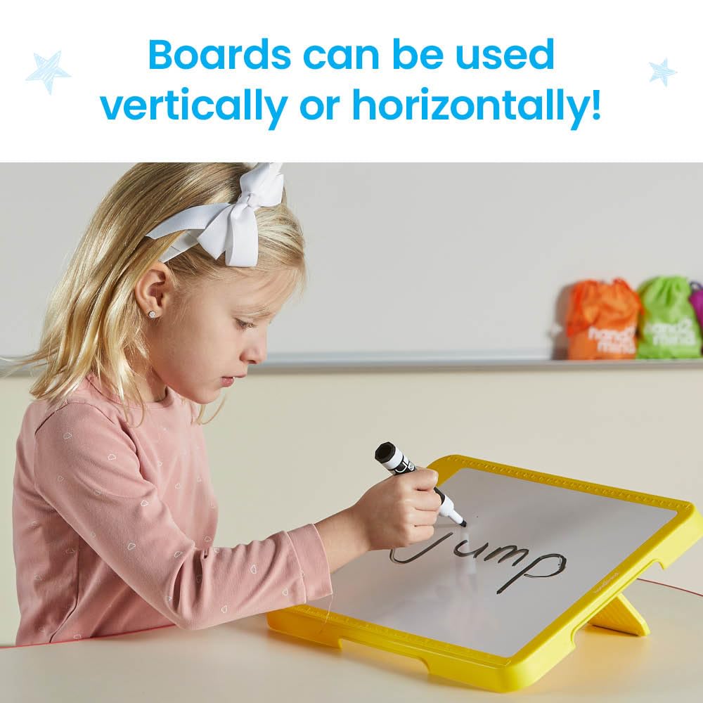 hand2mind Rainbow Writing Slant Boards, Desktop Whiteboard Clipboards, Reusable Handwriting Practice for Kids, Learn to Write Letters, Classroom Teacher Supplies, Multicolored, Set of 6