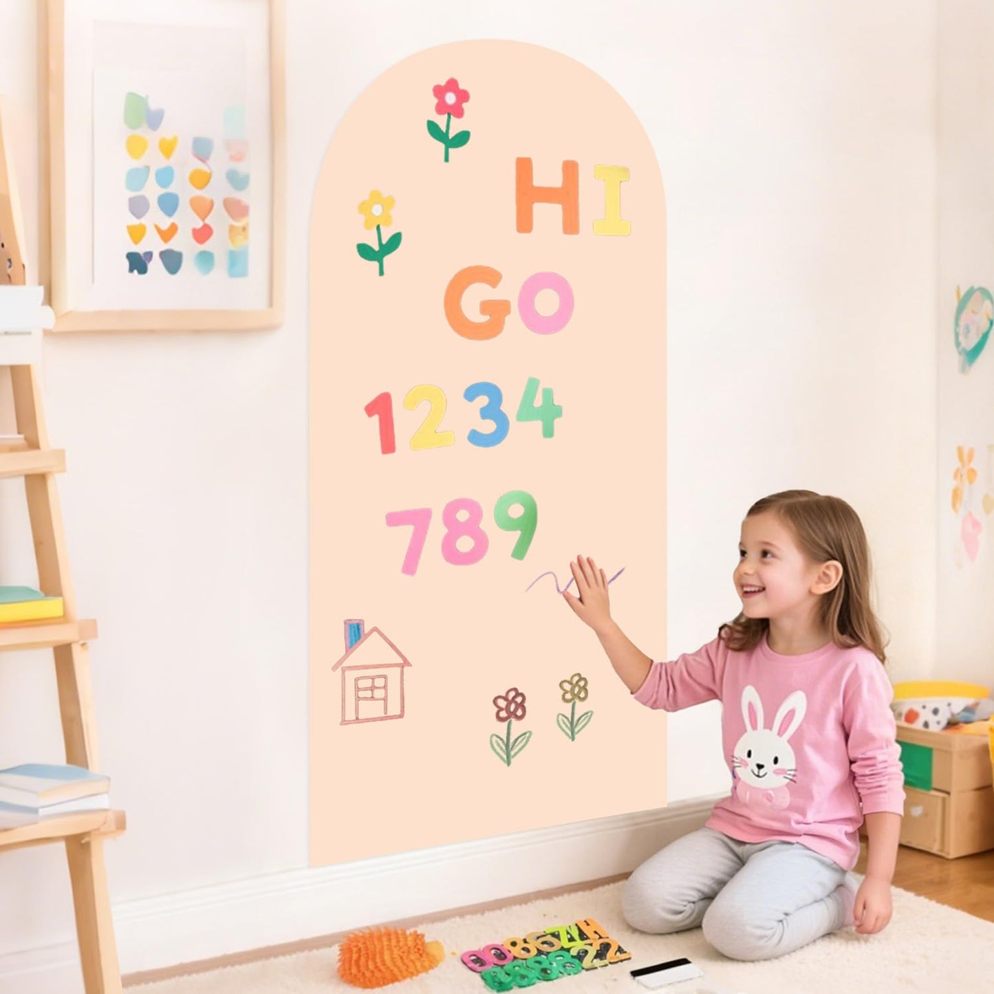 OMKSIH Arch Magnetic Wall Decal 39.3x17.5 Inch Milk Tea Magnetic Chalk Board Sticker Magnet Chalkboard for Wall Peel and Stick Self Adhesive Blackboard Multifunctional for Playroom Home