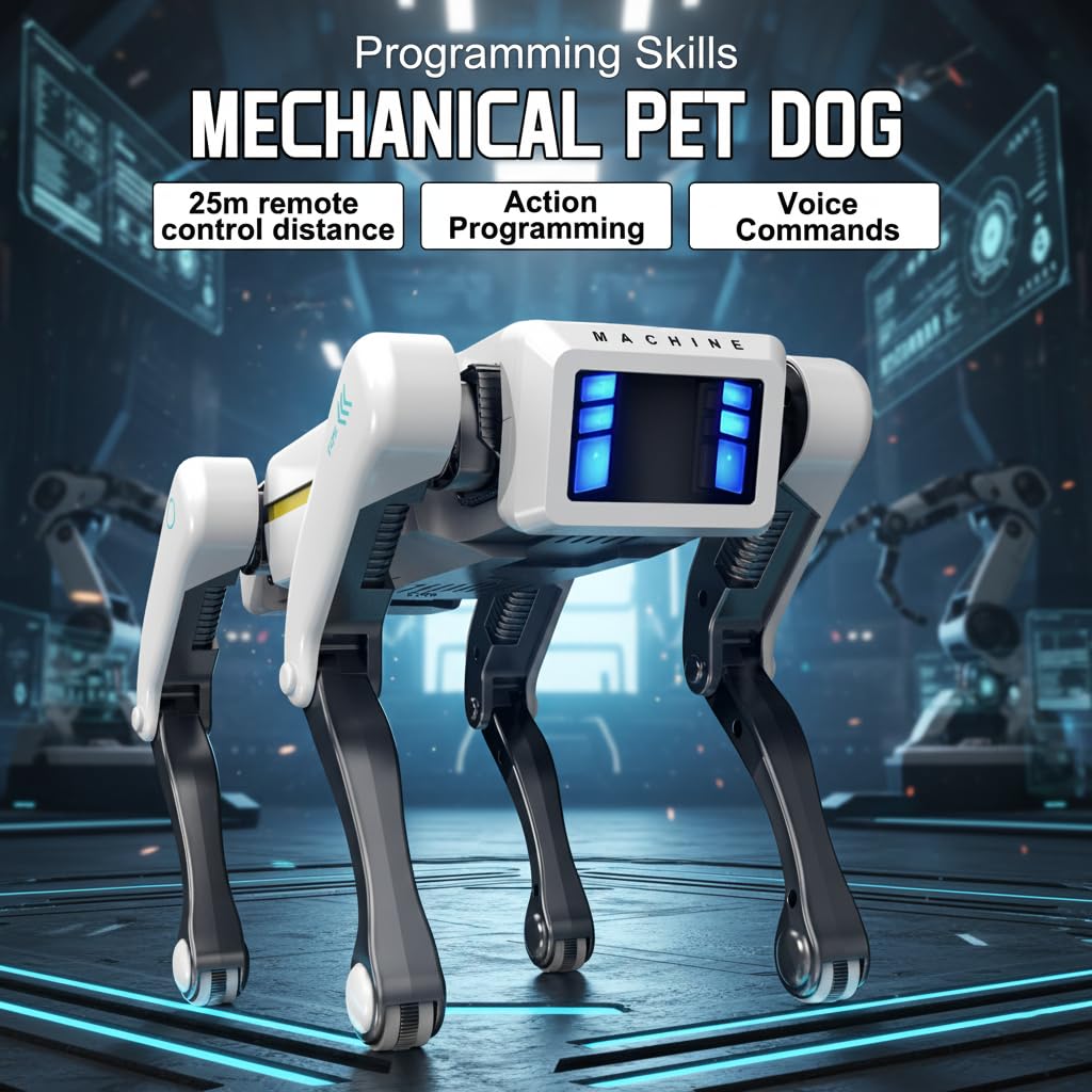 EVADA Robot Dog Smart - Interactive STEM Pet with Voice Control, 30+ Actions & APP Programming, Durable Design for Kids Age 6+ (Compatible with iOS/Android)