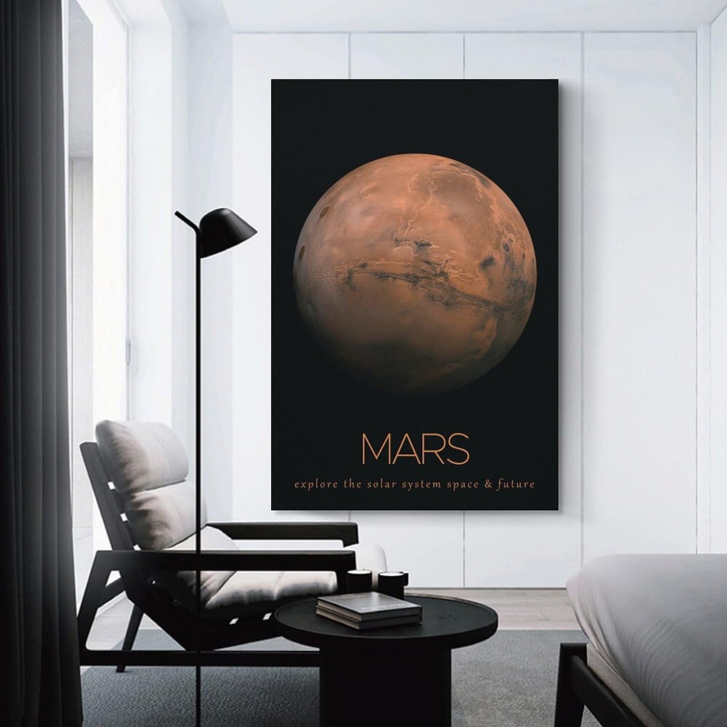 LGDSBHH Minimalist Mars Solar System Canvas Wall Art - Educational Space Planet Poster - Science Classroom & Kids Bedroom Decor - 12x18 Inch (Unframed)