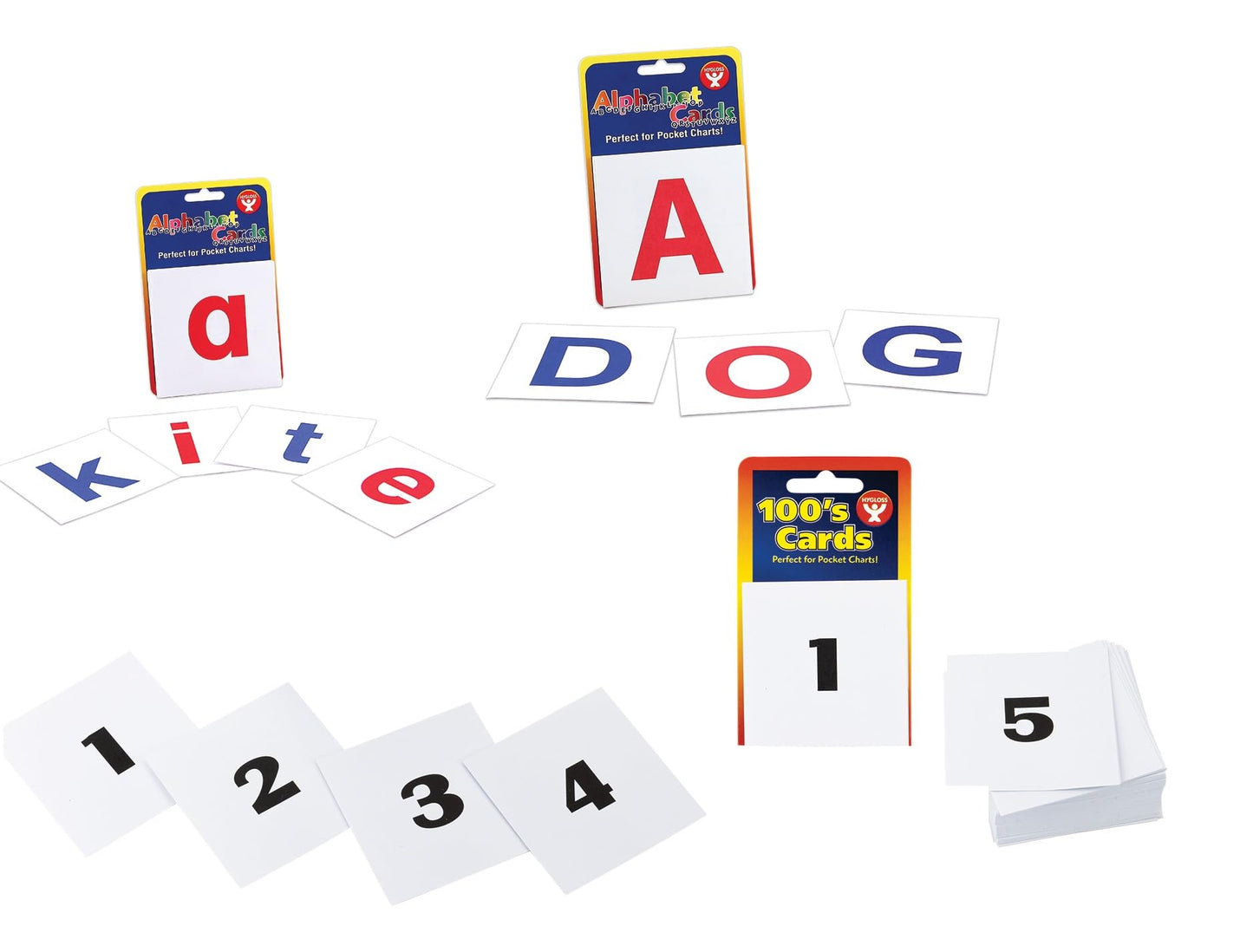 Hygloss 180-Pk Number Flash Cards and Alphabet Flashcards – 120 Numbers (1-120) 2-Inch Flashcards, and 60 Uppercase and Lowercase Letters 3-Inch White Cards – Literacy and Numeracy Learning Card Kit