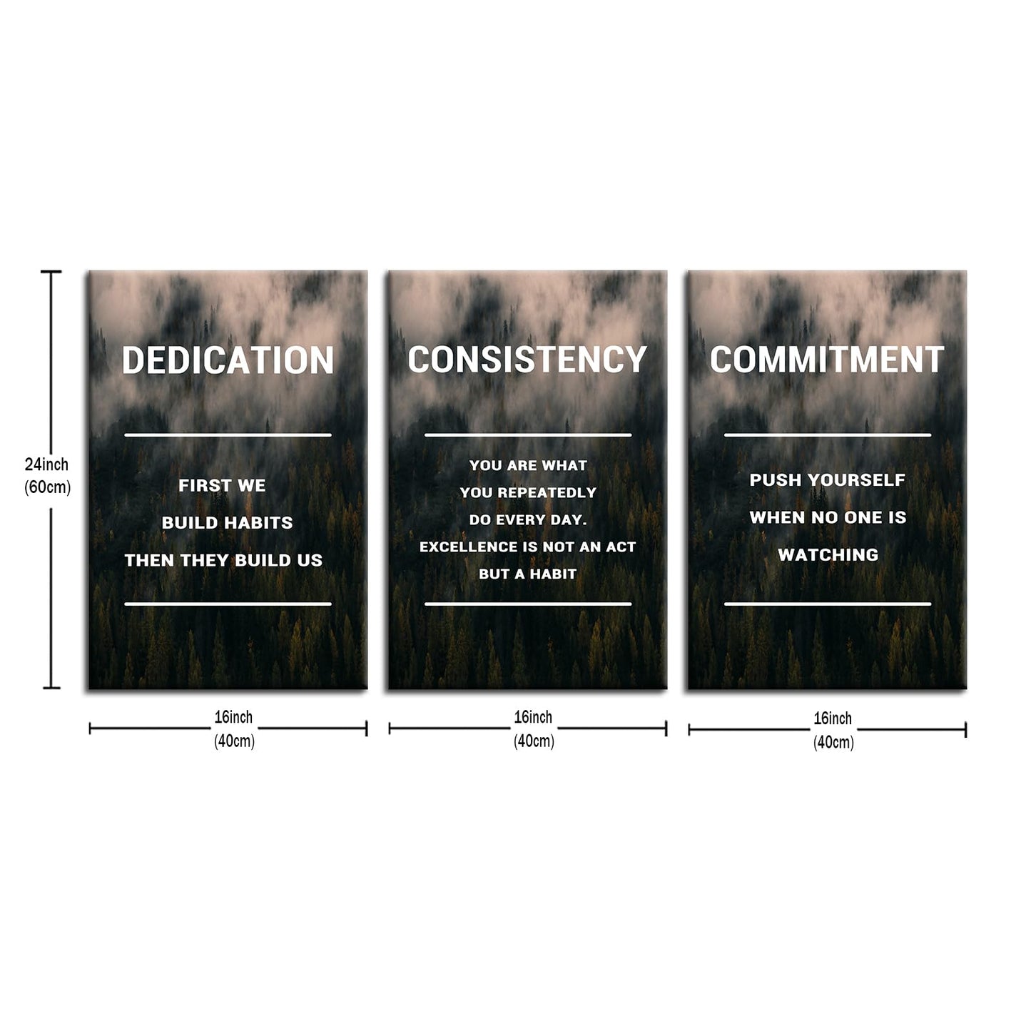 Motivational Canvas Posters Print Wall Art 3 Pieces Inspirational Entrepreneur Quotes Positive Signs Picture Painting Artwork for Modern Home Bedroom Teens Room Gym Stretched and Framed [48''Wx24''H]