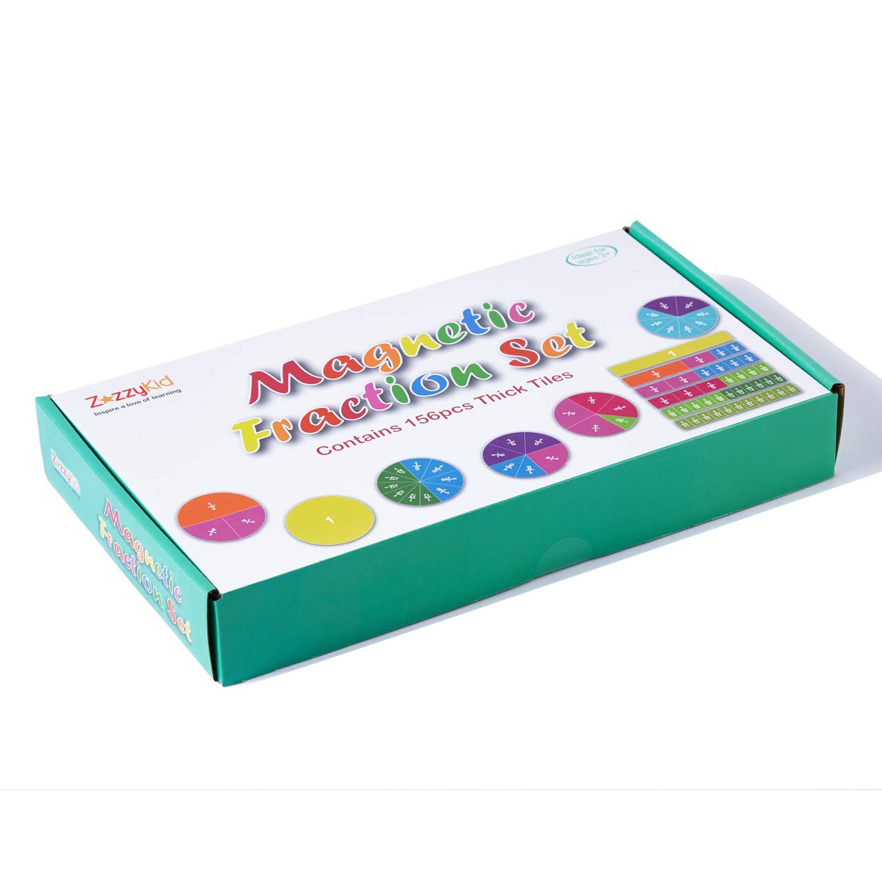 ZazzyKid Magnetic Fraction Tiles & Circles, 156pcs, 12 Color Coded, Fraction Manipulatives