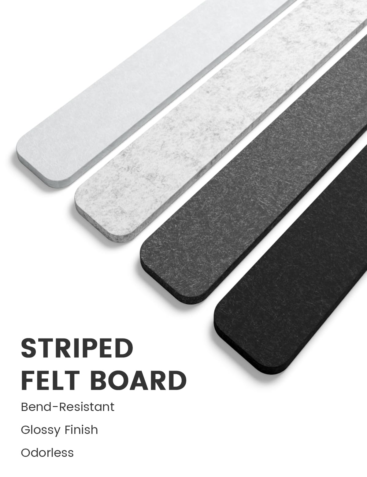 Fluxynara Cork Board Alternative Felt Strip Board 5-Pack 13"x2", Office Pin Board with 35 Push Pins, Adhesive Install for Bedroom Door & Home Office (Concrete Echo)