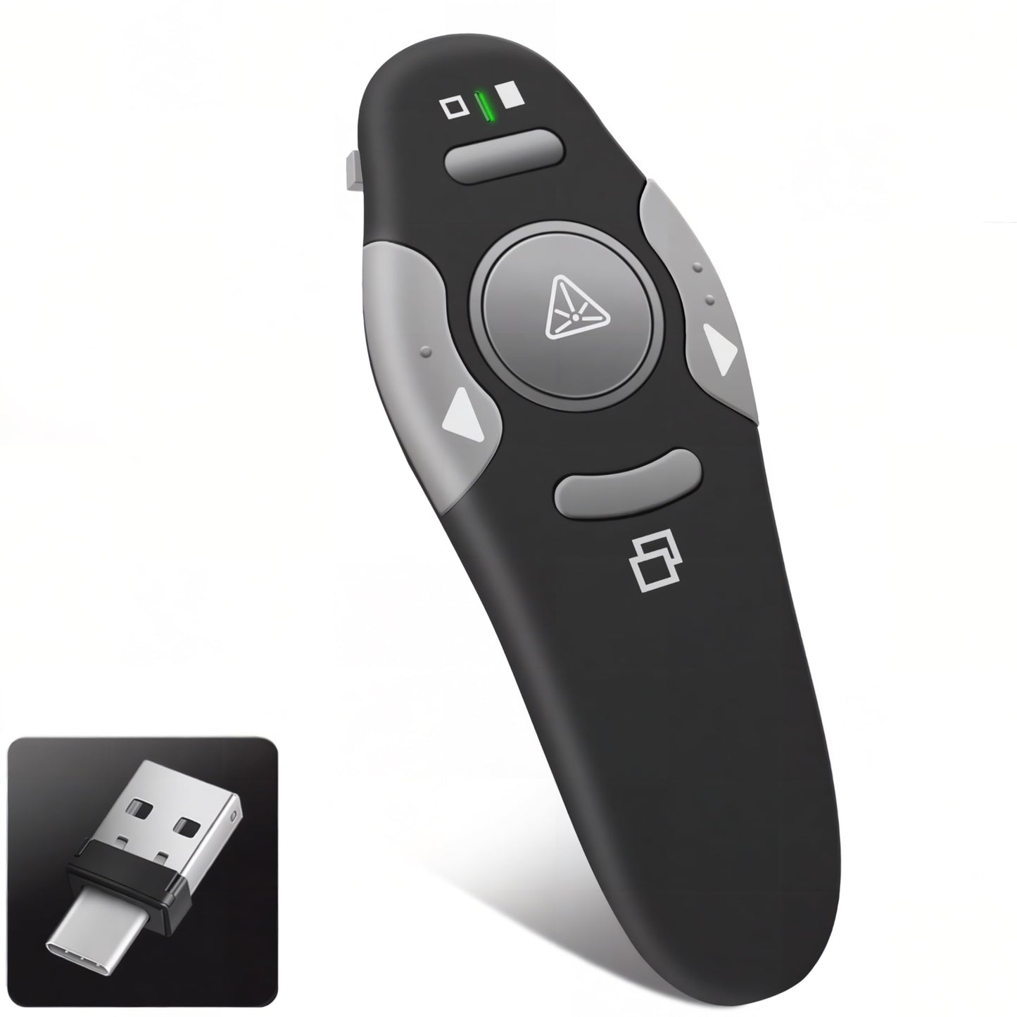 Presentation Clicker Remote, Type C&USB Wireless Presenter, PowerPoint Clicker, Slide Advancer Control for Mac︱ Windows︱ Laptop, Support PPT︱Keynote︱Google Slides