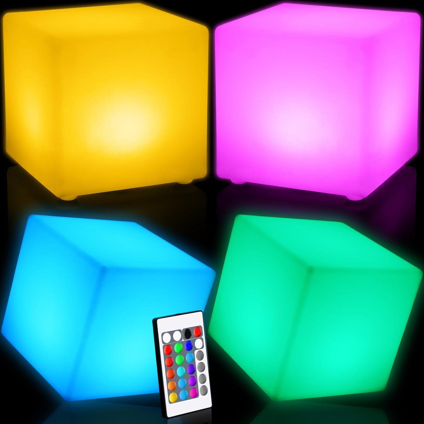 Frienda LED Mood Lamp - Waterproof Light Up Cube, 16 Colors, 8 Inch, White, Model FR2213