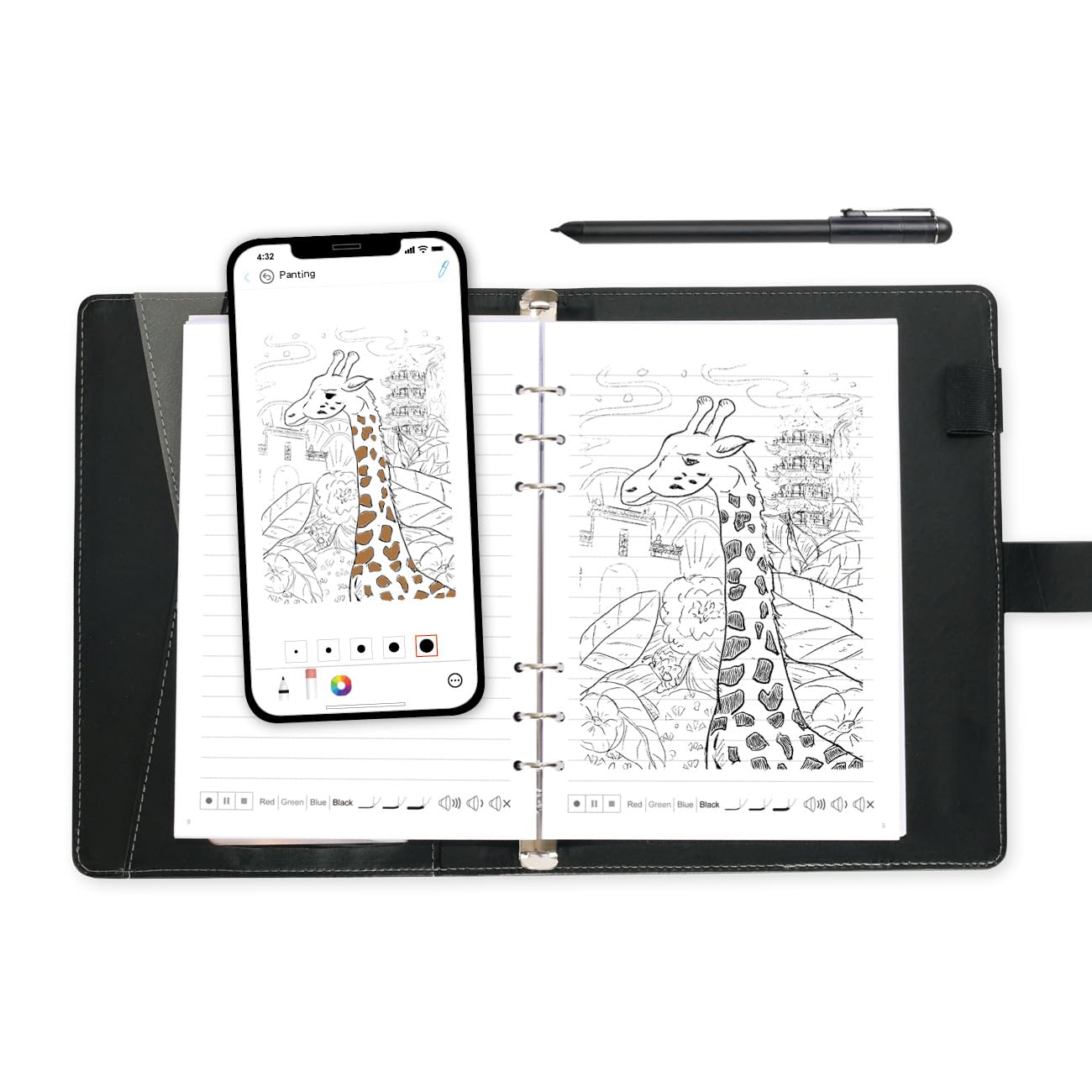 Ophaya 2 in 1 Digital Pen Smart Pen Writing Set, Includes Smartpen, Notebook, Use with Ophaya App for Notes Taking, Recording, Storing