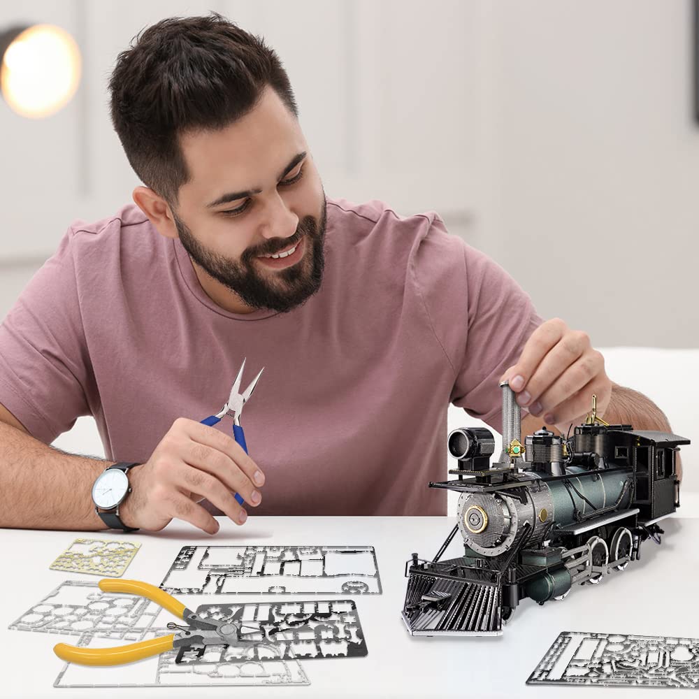 Piececool 3D Puzzle for Adults, Mogul Steam Engine Steamer 3D Metal Model Building Kits Challenging Assembly Hobbies DIY Crafts Kits, Best Birthday Christams Gifts