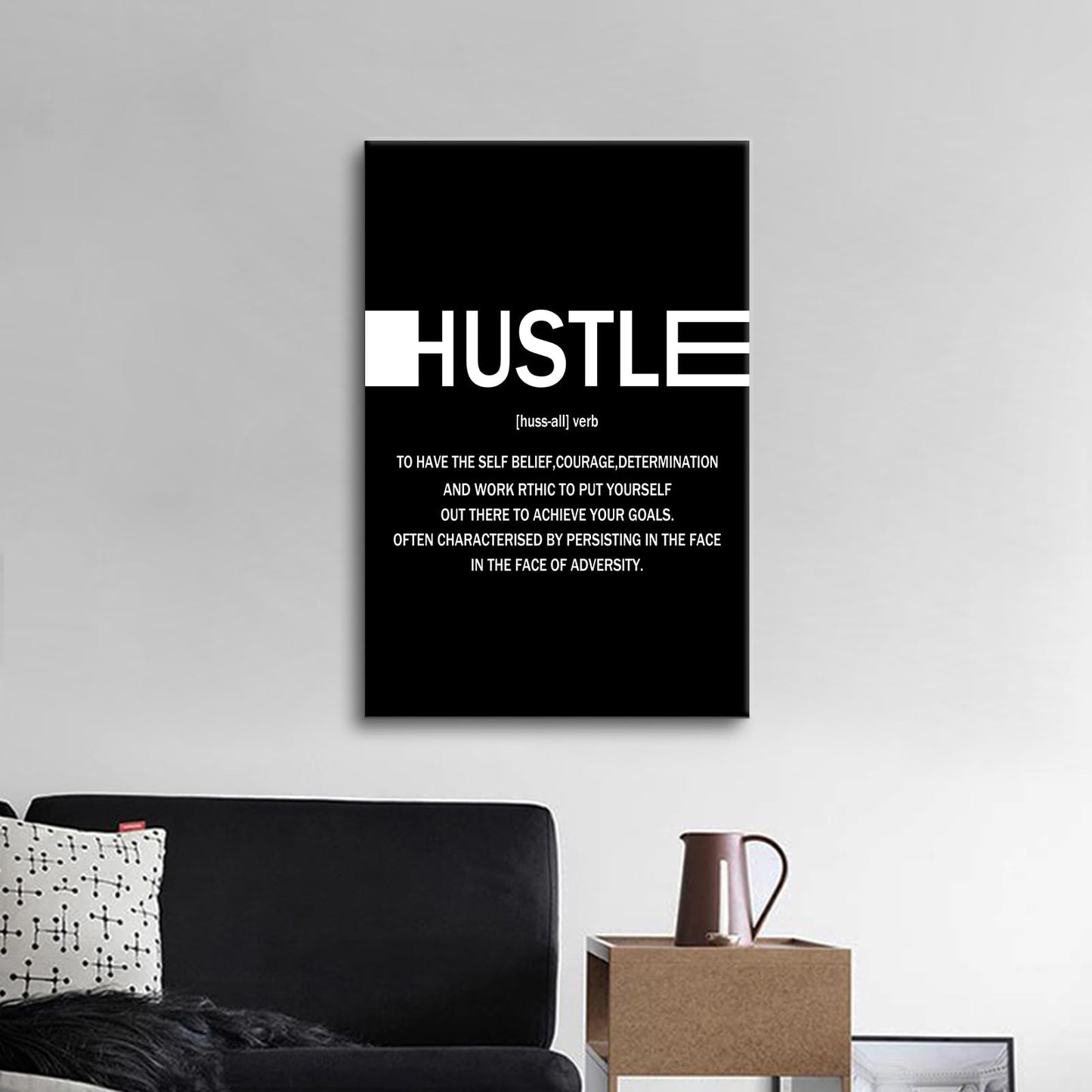 Hustle Entrepreneur Quotes Poster Print Motivational Pictures Painting Inspirational Canvas Wall Art for Modern Office Bedroom Living Room School Wall Decor Ready to Hang [24''Wx36''H]