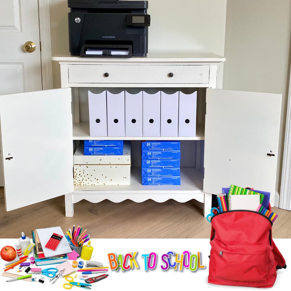 Evelots Magazine File Holder - Set of 24 White - Office Desk Organizer - Sturdy Cardboard - New Upgraded Double Front Panel for More Stability - Full 4 Inch Wide - Easy Assemble