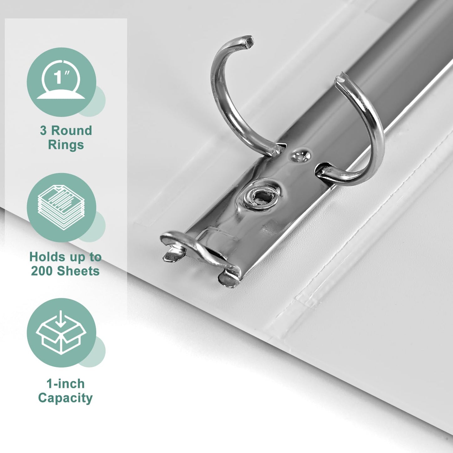 SUIN 1-Inch 3-Ring-Binder, Customizable Clear View Cover, for US Letter Size 8-1/2 x 11'', Perfect for Office/School (White - 2 Packs)