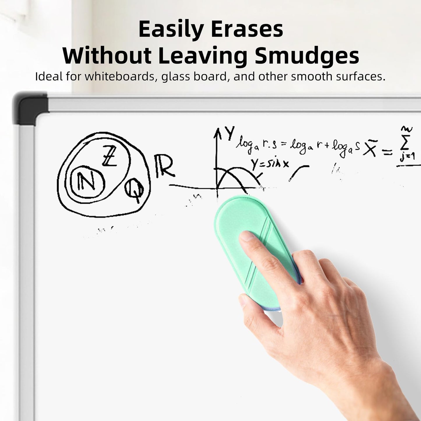 FUNISKETCH Dry Erase Eraser, Magnetic White Board Erasers - 2 Pack,Glass Board Glass Whiteboard Eraser for Office and School Supplies (Green)