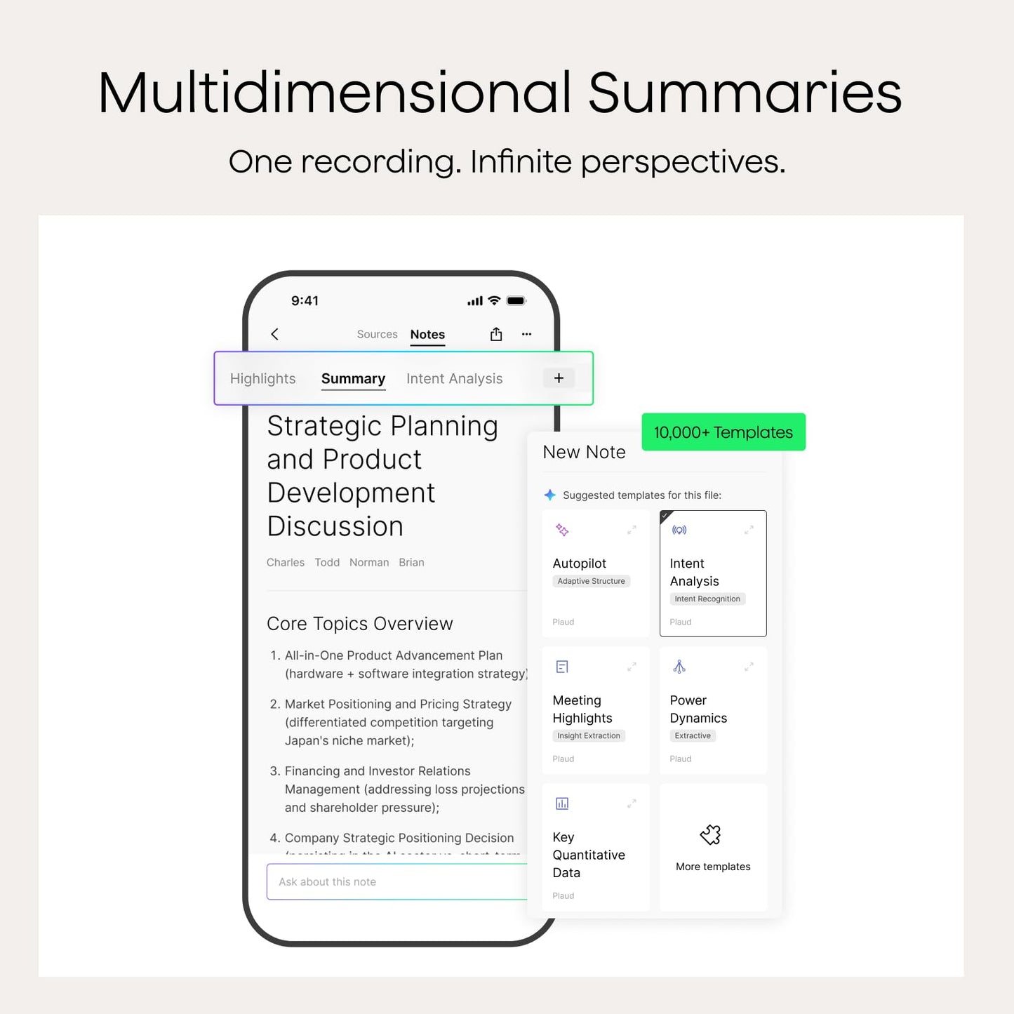 Plaud NotePin S AI Voice Recorder, Wearable AI Notetaker, AI Transcribe & Summarize, Support 112 Languages, 64GB Audio Recorder for Meetings Interviews, Professionals, Teams, with 4 Accessories