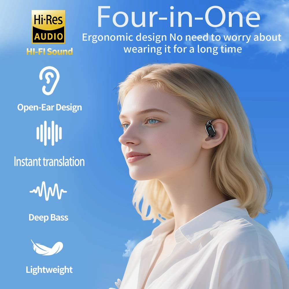 AI Translation Earbuds, 166 Language Translation Headphones, Translation Headphones with LED Screen Touch for Travel, Meetings, and Learning