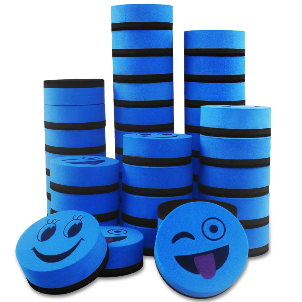 Heqishun 40 Pack Magnetic Whiteboard Erasers Dry Eraser Cleaner for Classroom, Office (Blue, 2 inch)