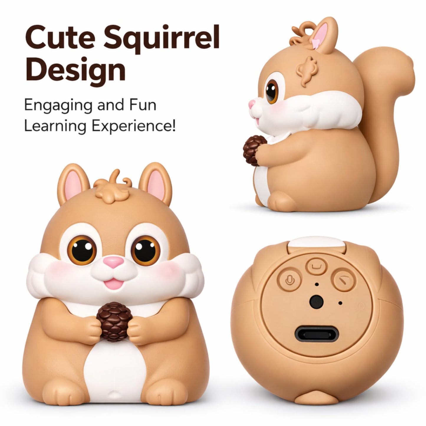 Little Squirrel Talking Pen with 55 Double-Sided Talking Flash Cards, Interactive Learning Toy for Kid, 1000+ Words, Phonics, Recording & Playback Function, Screen-Free Educational Toy for Toddlers