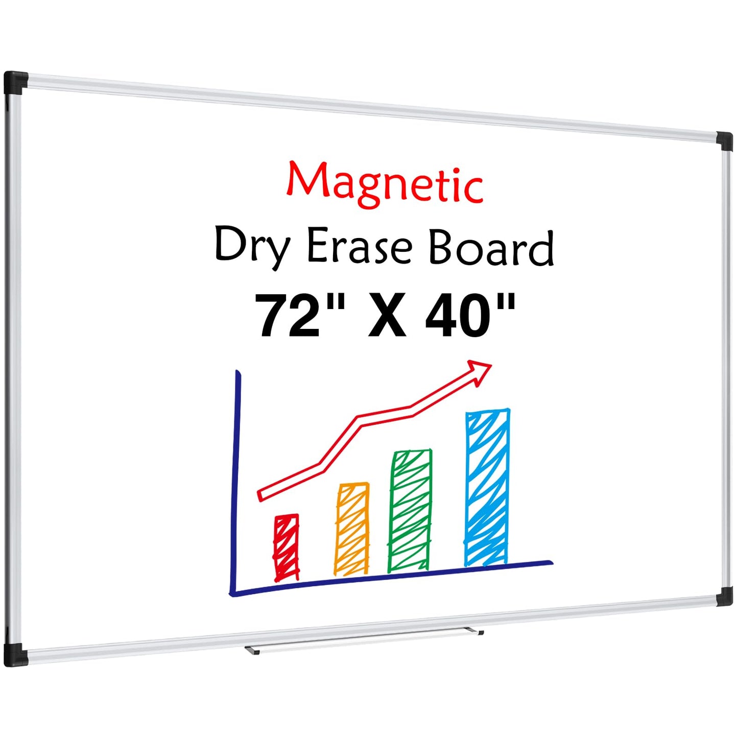 XBoard Magnetic Dry Erase Board 72" x 40" Wall Mounted, Large Whiteboard with Marker Tray, Aluminum Frame Large Dry Erase Board for Office, Conference Room, School