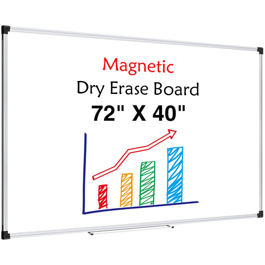 XBoard Magnetic Dry Erase Board 72" x 40" Wall Mounted, Large Whiteboard with Marker Tray, Aluminum Frame Large Dry Erase Board for Office, Conference Room, School