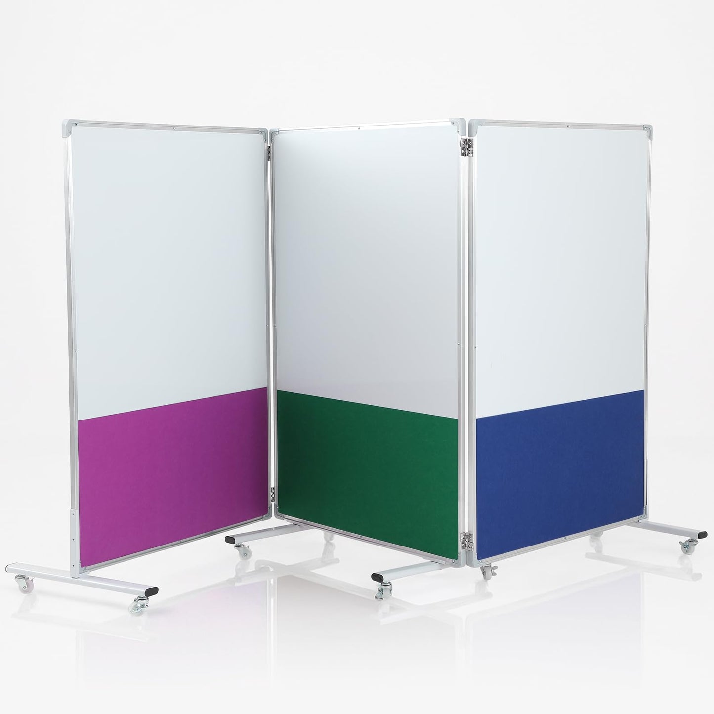 AmazingSpark Set of 3 Classroom Dividers for Room Separation, 4 x 8 ft Short Play Panels for Room Divider, Double-Sided Magnetic Dry Erase Board and Felt Board for Preschool(Bright)