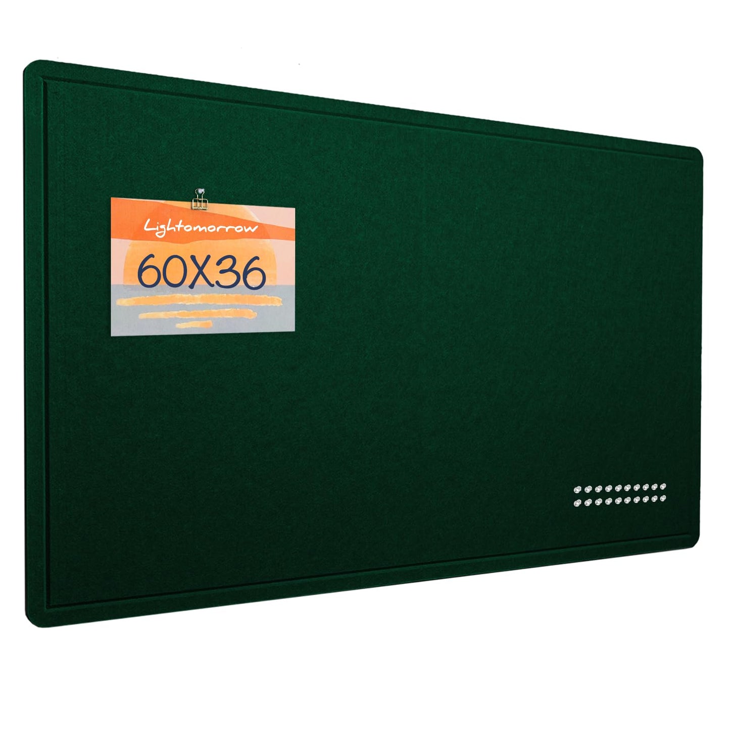 Large Bulletin Board - 60 x 36 Inches, Decorative Felt Pin Board for Wall - 5' x 3' Foldable Photo Display Board with Self-Adhesive Tape, Includes 20 Push Pins - Dark Green