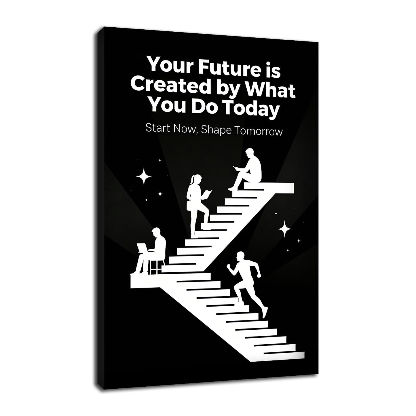 PSYYSP Motivational Wall Art Inspirational Quotes Office Decor Your Future Is Created By What You Do Today Canvas Print Framed Success Poster For Study Room Gym Entrepreneurs Small 12x18 Inch